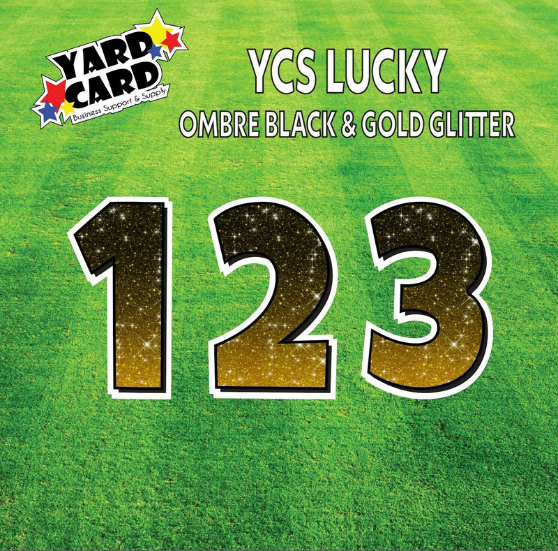 YCS Lucky Large Number Set Glitter Black and Gold Ombre