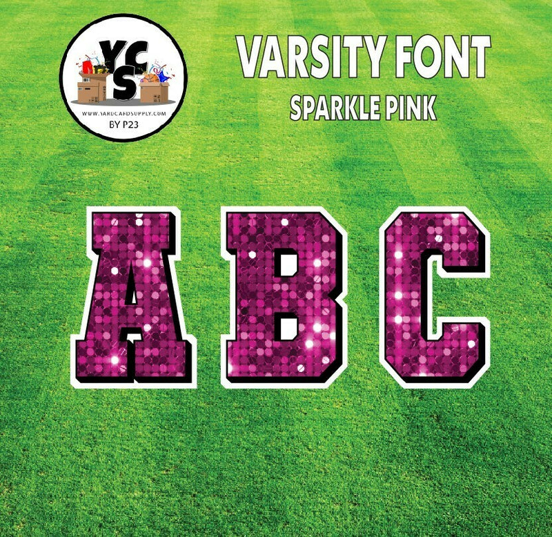 Varsity 23" Alphabet Set - Large Sparkle with Drop Shadow Pink