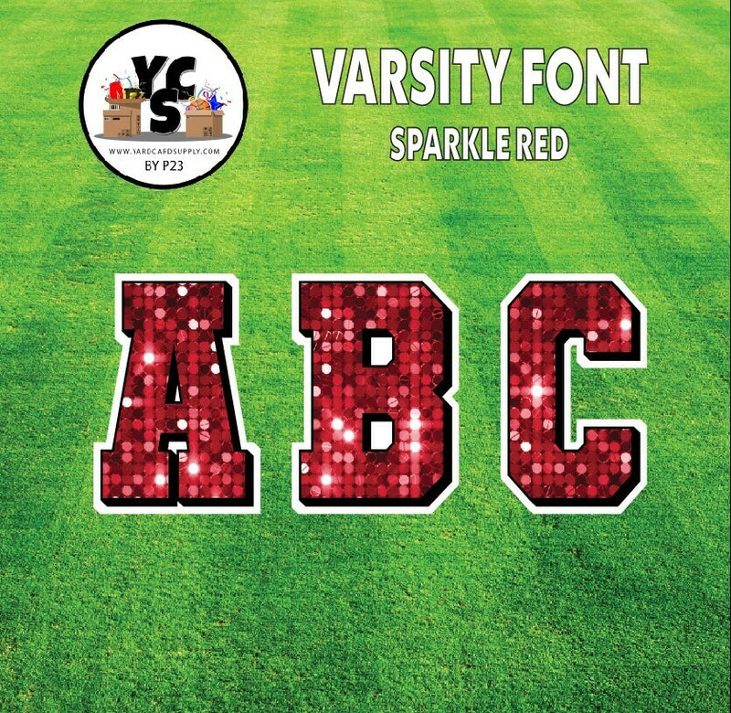 Varsity 23" Alphabet Set - Large Sparkle with Drop Shadow Red