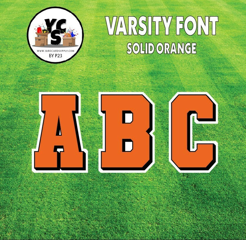 Varsity 23" Alphabet Set - Large Solid with Drop Shadow Orange