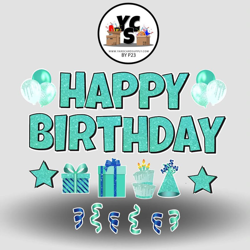 Sea Green Glitter Birthday Set