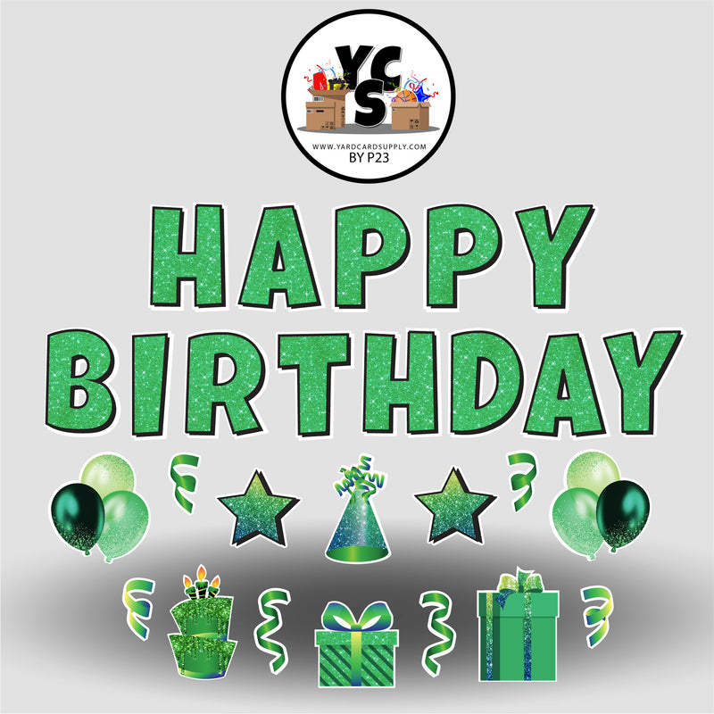 Green Glitter Birthday Set