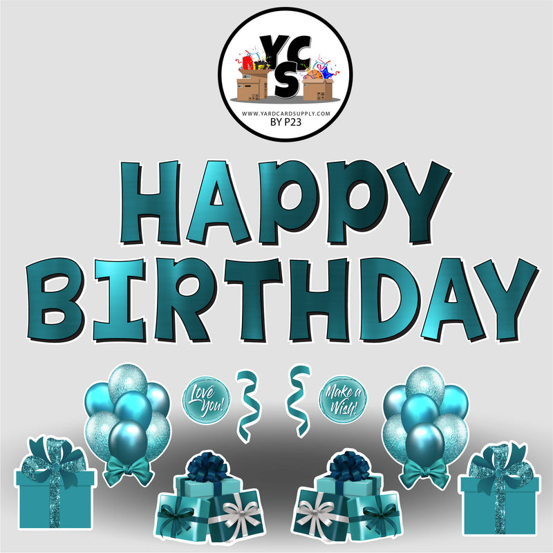 Birthday and Mixed Flair Set - Winter - Metallic Teal - All Fonts