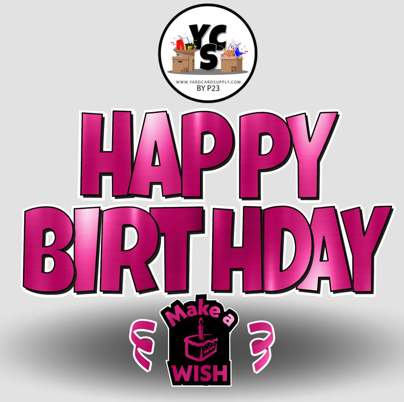 YCS FLASH® Quick Set Happy Birthday - Metallic Fuchsia - All Fonts