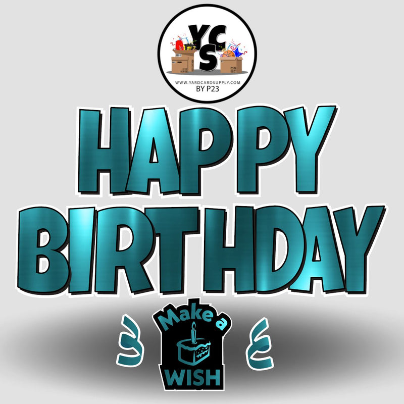 YCS FLASH® Quick Set Happy Birthday - Metallic Teal - All Fonts