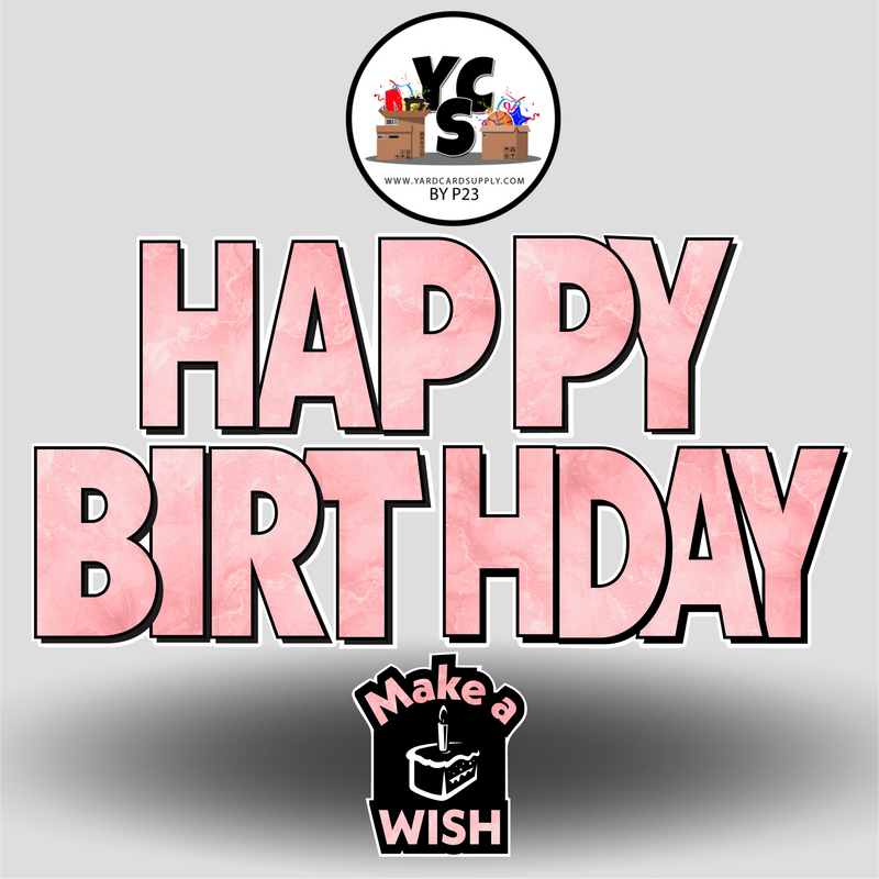 YCS FLASH® Quick Set Happy Birthday - Rose Marble - All Fonts