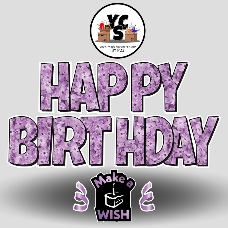 YCS FLASH® Quick Set Happy Birthday - Lilac Floral - All Fonts