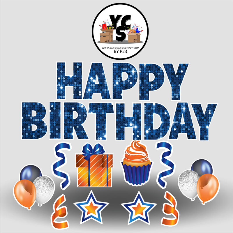 Blue & Orange Sparkle Birthday Set