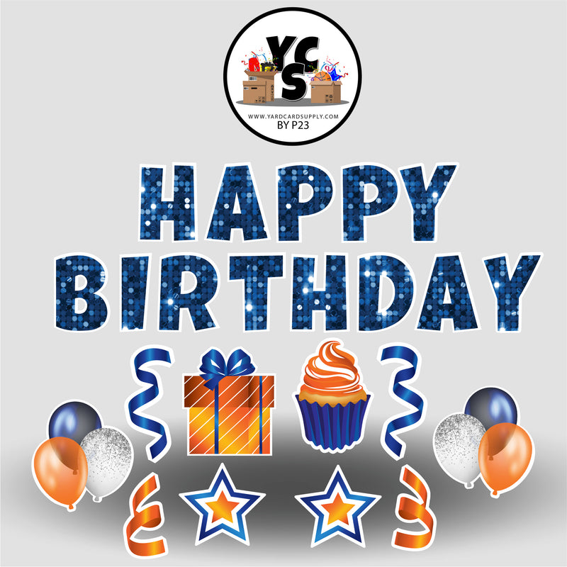 Blue & Orange Sparkle Birthday Set