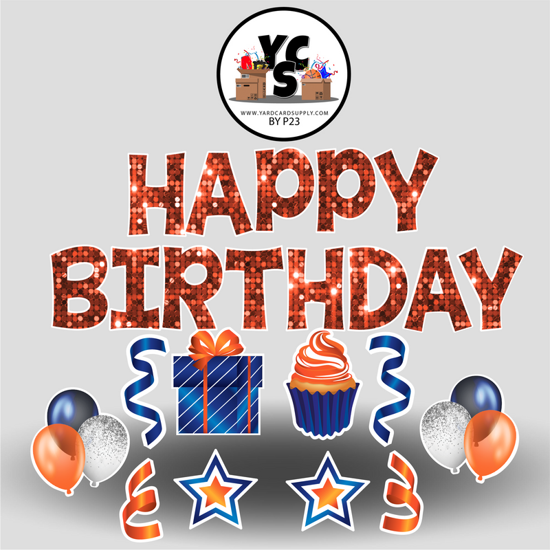 Blue & Orange Sparkle Birthday Set