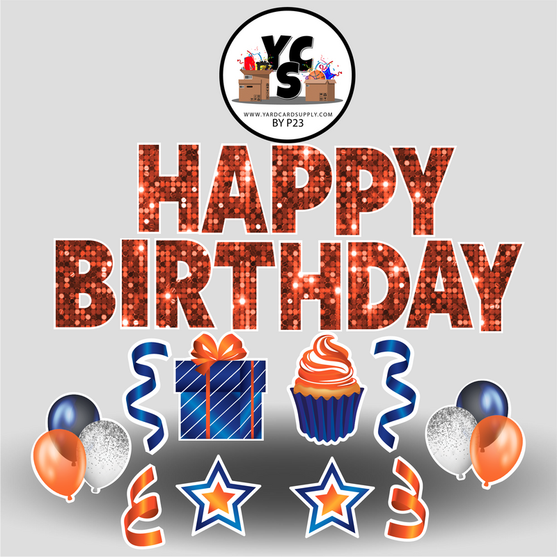 Blue & Orange Sparkle Birthday Set