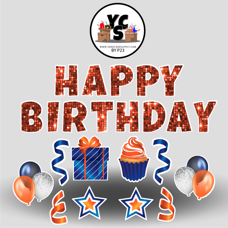 Blue & Orange Sparkle Birthday Set