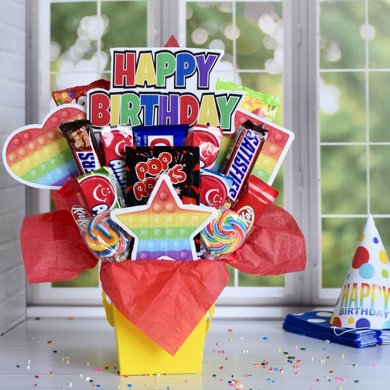 Mini Gift Basket Decor: Happy Birthday Pop It