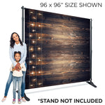 Rustic Wood w/ White Christmas Lights Textured Wallpaper Banner - Vinyl