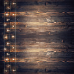 Rustic Wood w/ White Christmas Lights Textured Wallpaper Banner - Vinyl