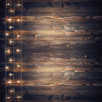 Rustic Wood w/ White Christmas Lights Textured Wallpaper Banner - Vinyl